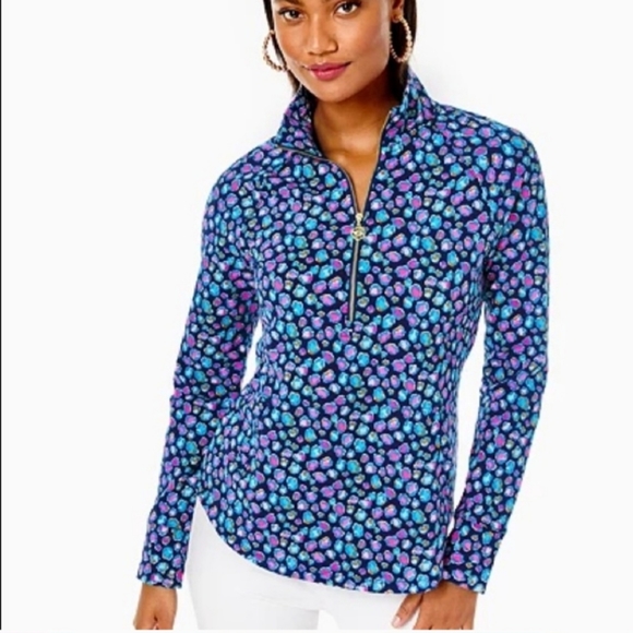 Lilly Pulitzer 1/2 Zip In Seabreeze Blue Low Tide Spotted In the Wild Size L - Picture 2 of 5